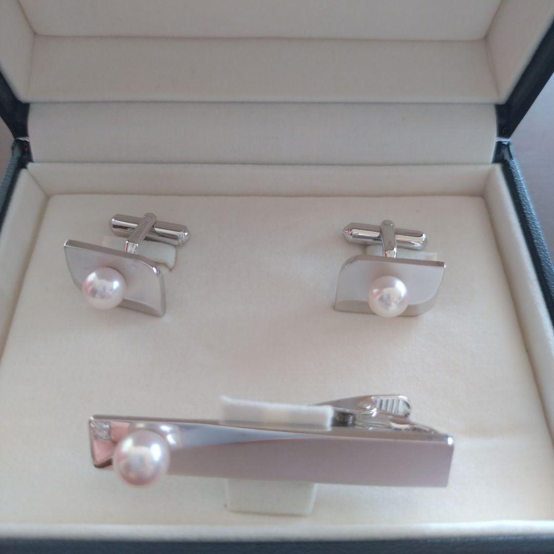 未使用　田崎真珠　カフス　タイホルダー　セット　TASAKI パール　シルバー