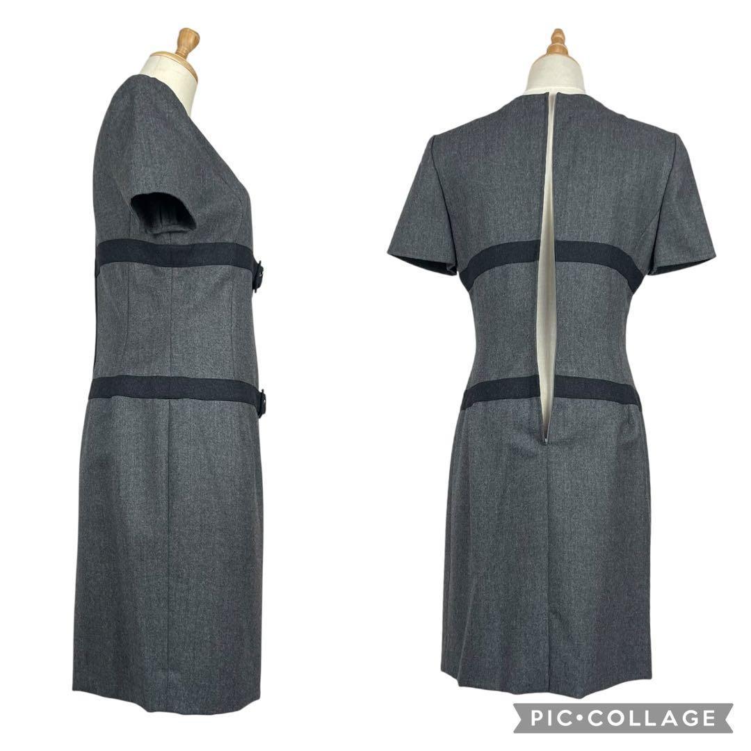 【美品】ヴァレンティノ★ワンピース　ベルト　ウール　グレー　ヴィンテージ