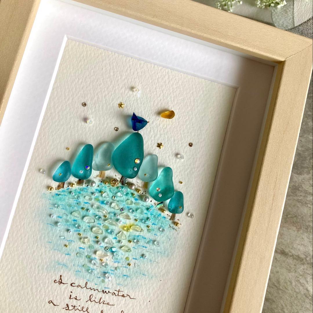 kanon　オーダー受付　シーグラス／天然石／フレームアート／／手描き