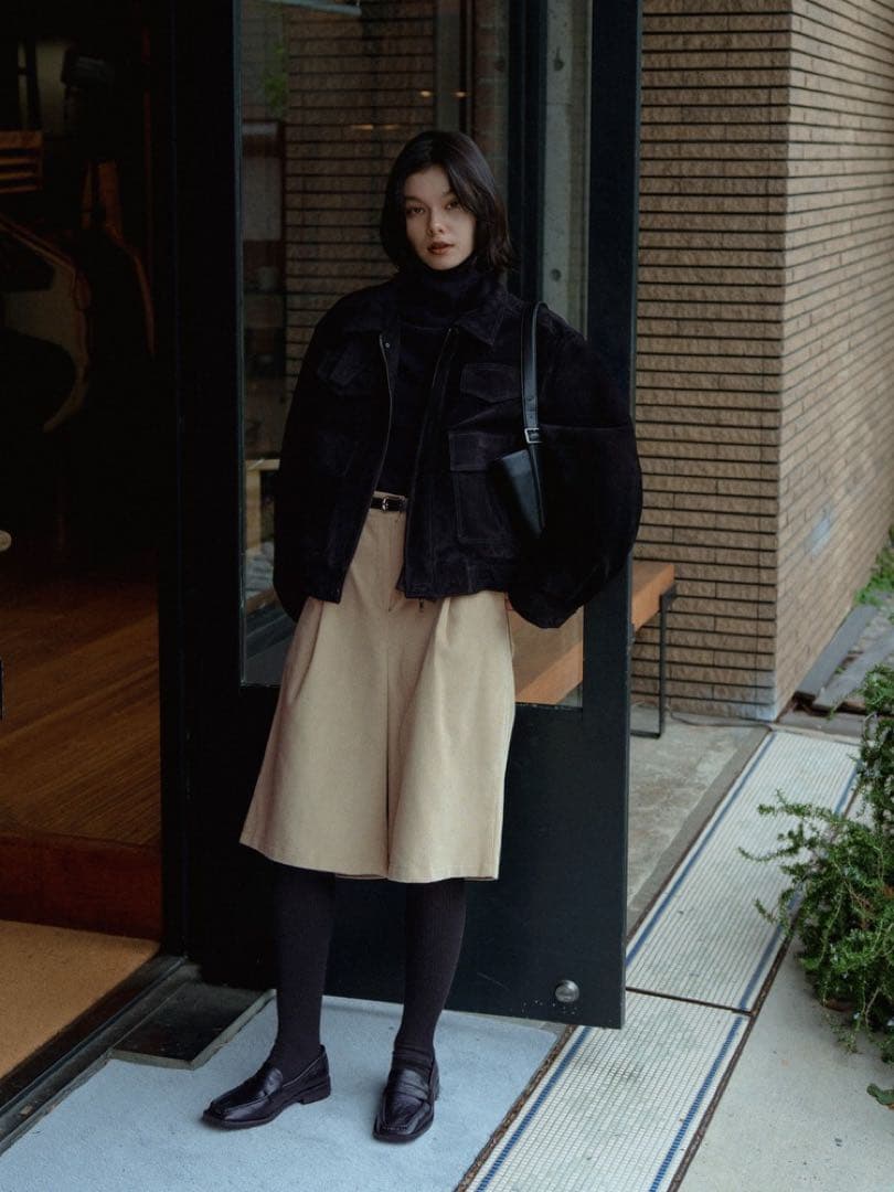 quilting liner real suède jacket/black