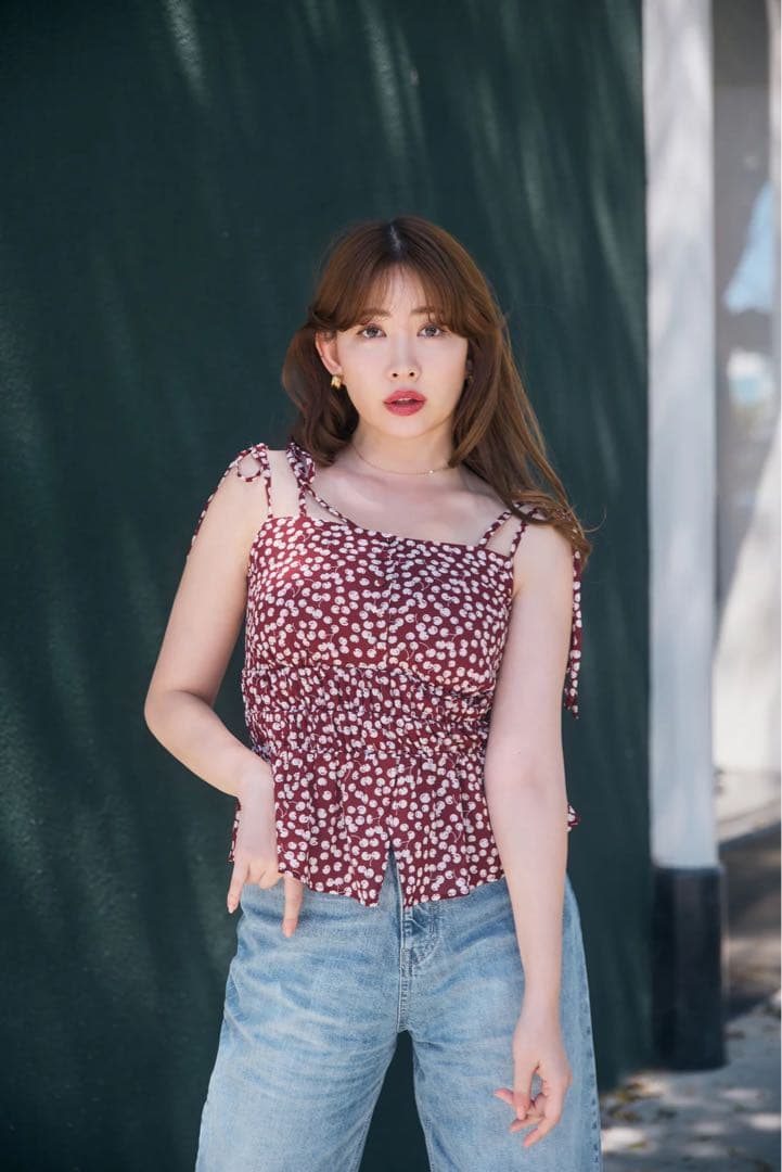Herlipto Cherry Pattern Strap Top Mサイズ