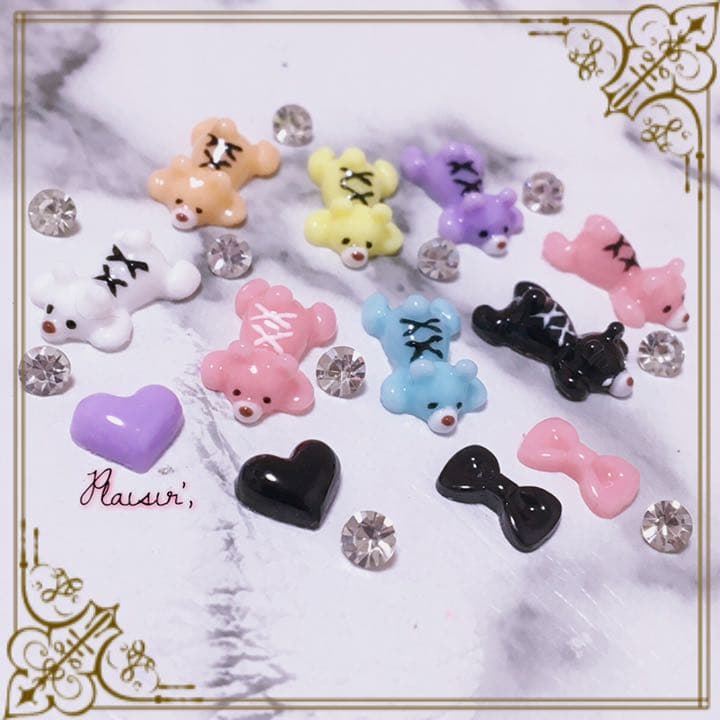 ネイルパーツ   レジン  3D キャラ リボン ハート くま
