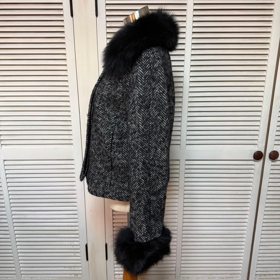 美品◆クリーニング済◆グレースコンチネンタル◆Foxファーツイードジャケット