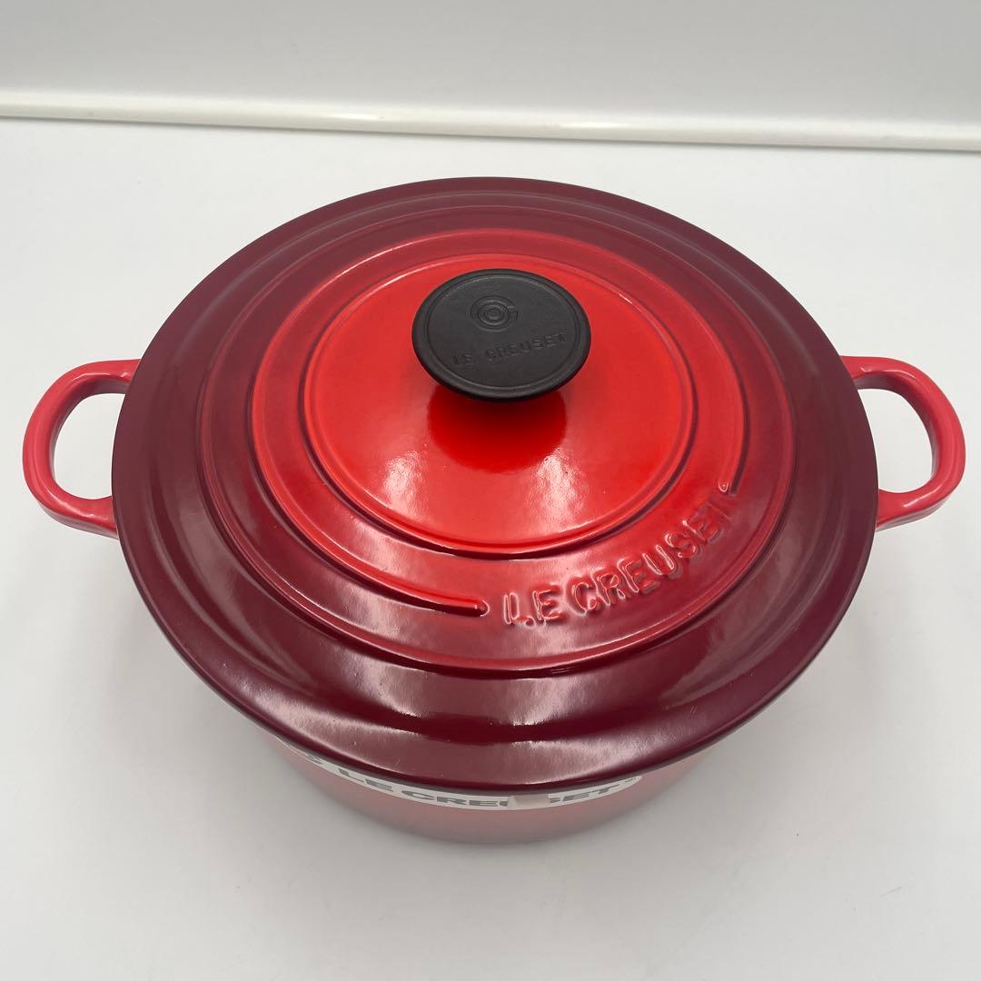 美品　LE CREUSET ココット ロンド 24cm レッド