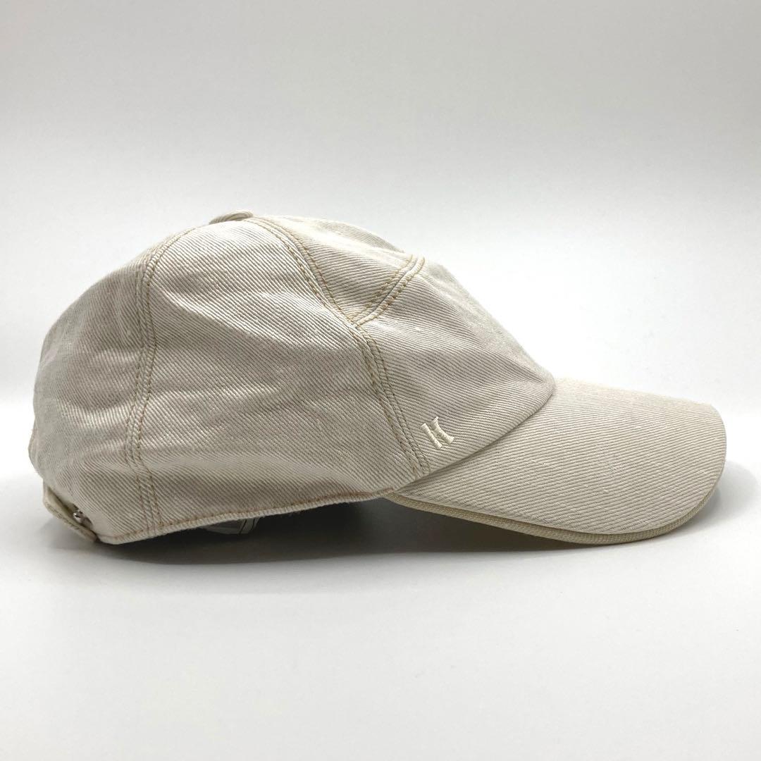 【美品】HERMES リネン100% キャップ レディース Hロゴ刺繍 57