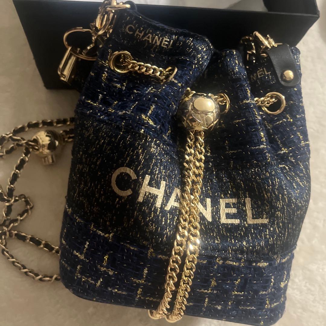 希少 CHANELシャネルノベルティ ツイードバケットバッグ ショルダーバッグ