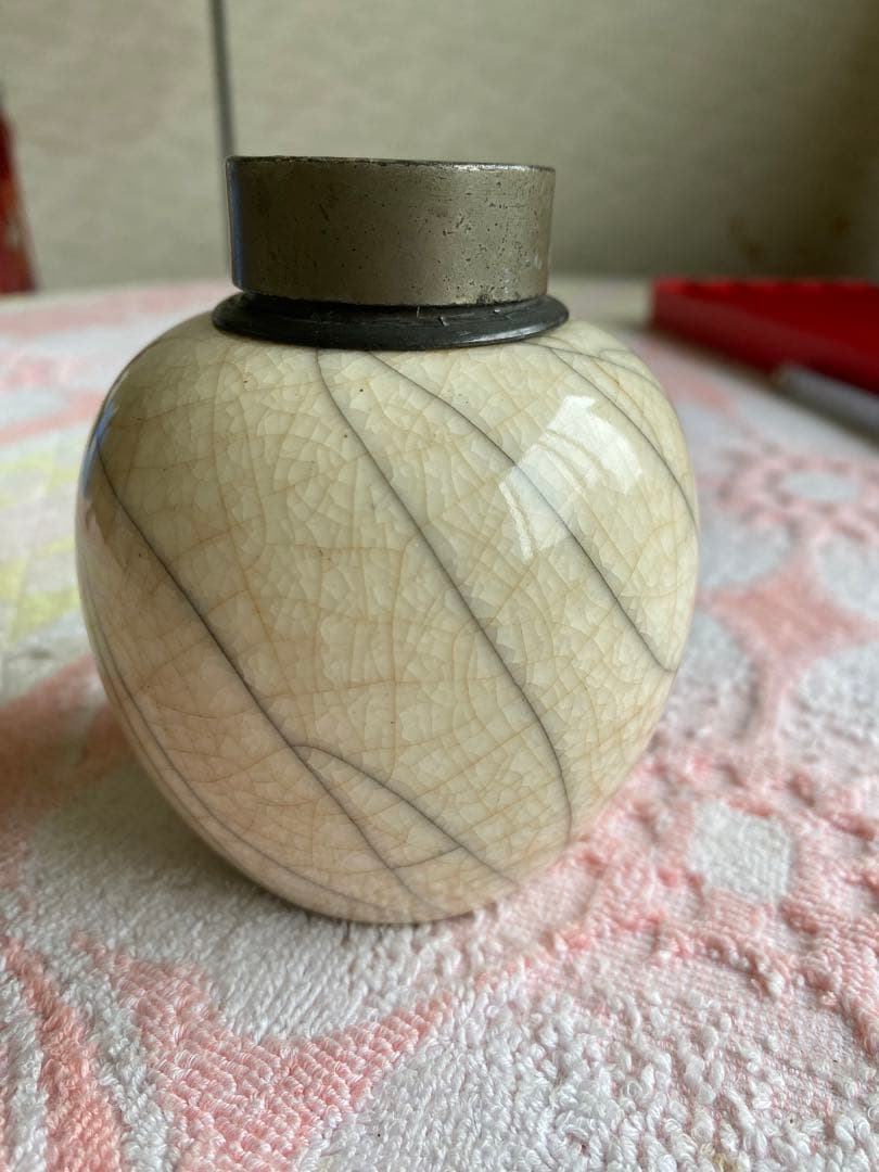 茶入　茶器　茶入れ　煎茶道具　骨董　茶道具　錫蓋