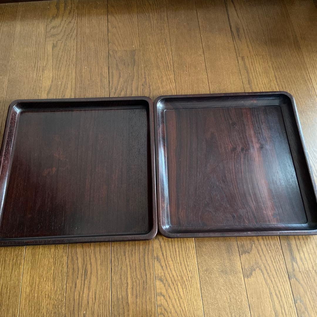 紫壇　お盆　アンティーク　古美術　煎茶