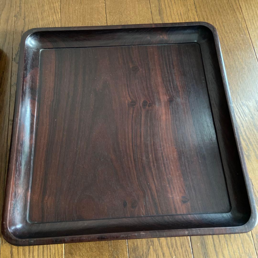 紫壇　お盆　アンティーク　古美術　煎茶