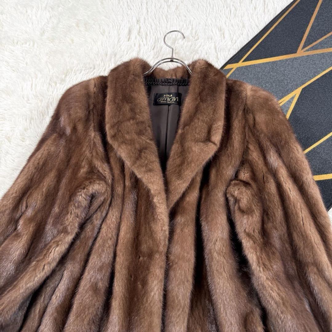 美品 総丈95㎝ サガミンク デミバフミンク ファーコート XL AA182