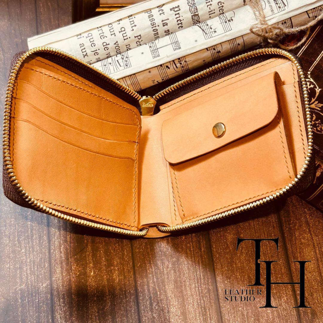 コードバン　ラウンドジップウォレット　レーデルオガワ　二つ折り　グリーン