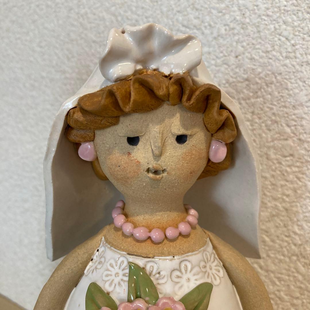 ウェディング人形　新郎新婦　陶器　人形　作家物　手作り