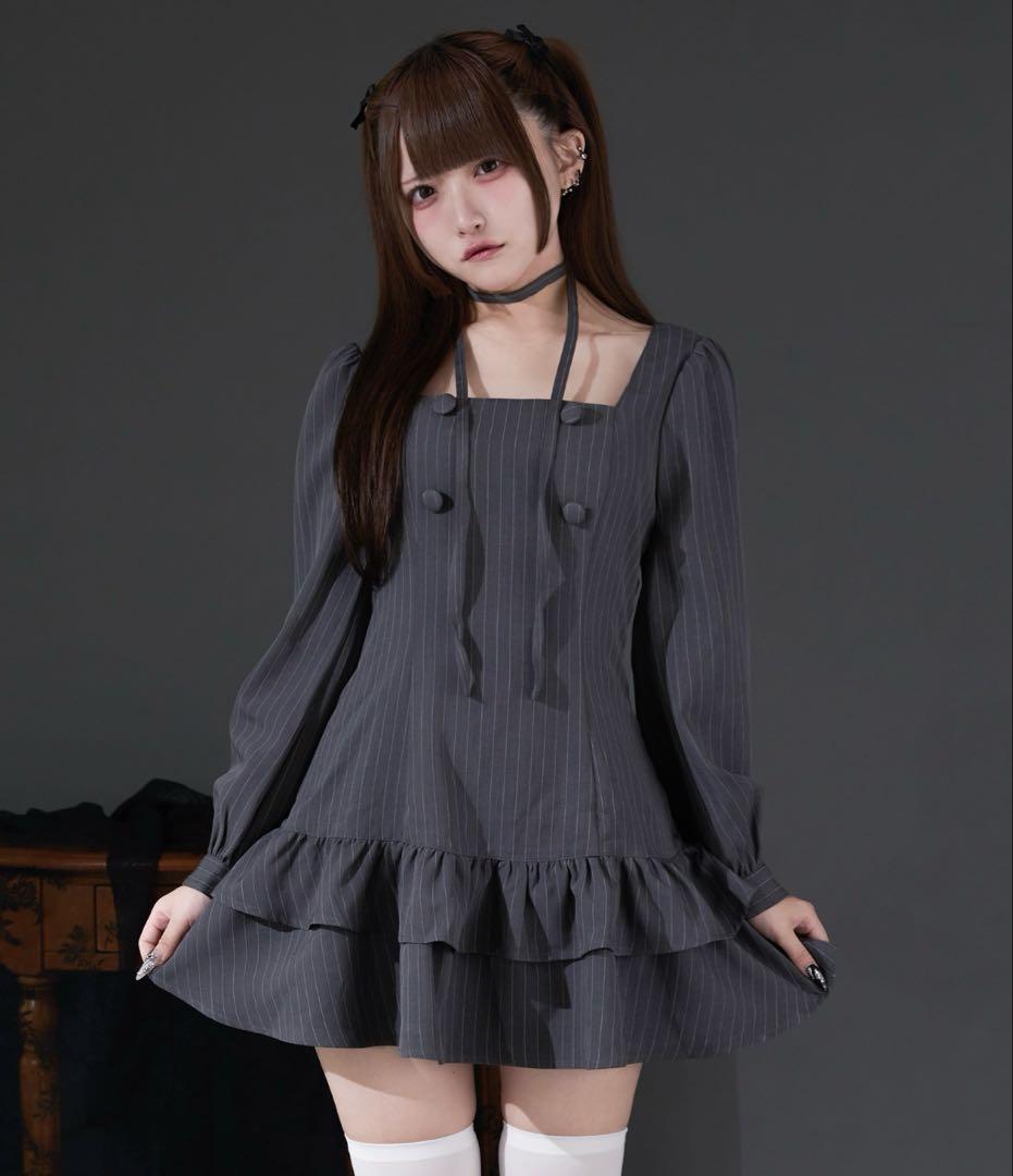 palelfy パルエルフィー クラシカルシャツレイヤードワンピース ブラック