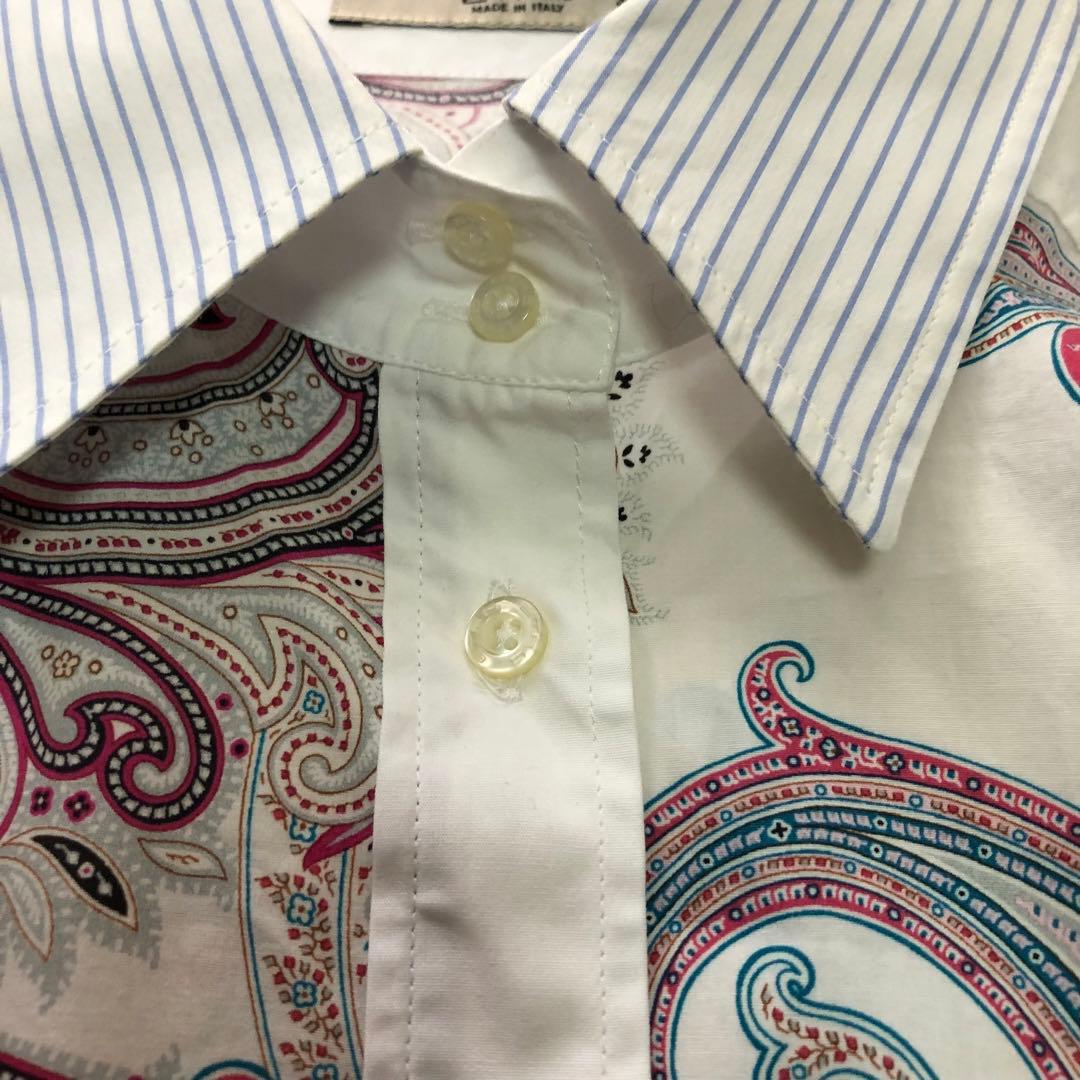 ETRO【38】エトロ　ペイズリー柄ブラウス　コットン混シャツ　ストライプ
