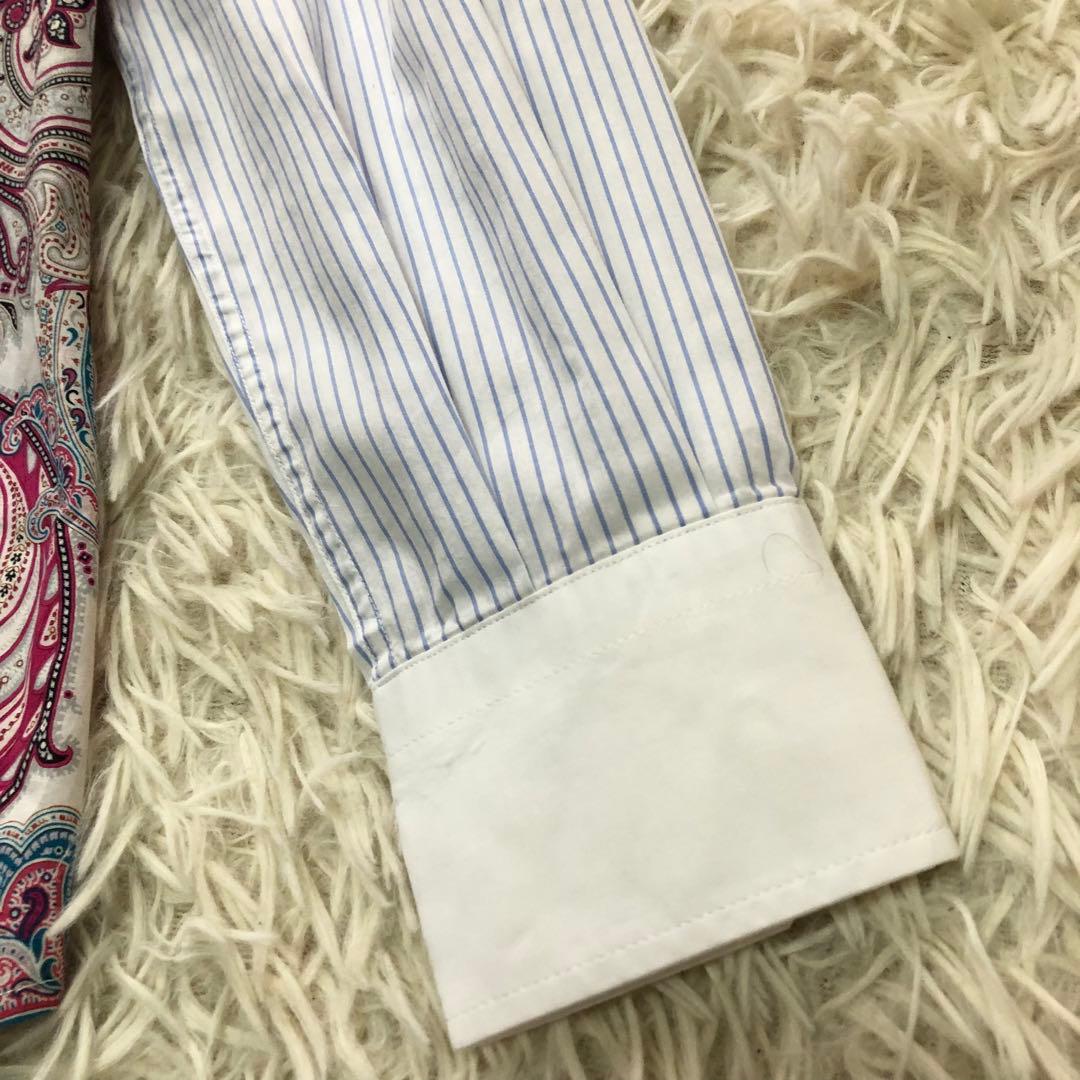 ETRO【38】エトロ　ペイズリー柄ブラウス　コットン混シャツ　ストライプ