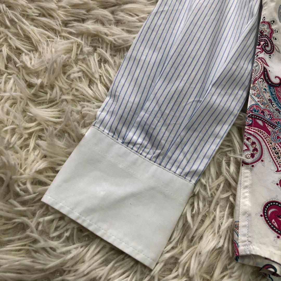 ETRO【38】エトロ　ペイズリー柄ブラウス　コットン混シャツ　ストライプ