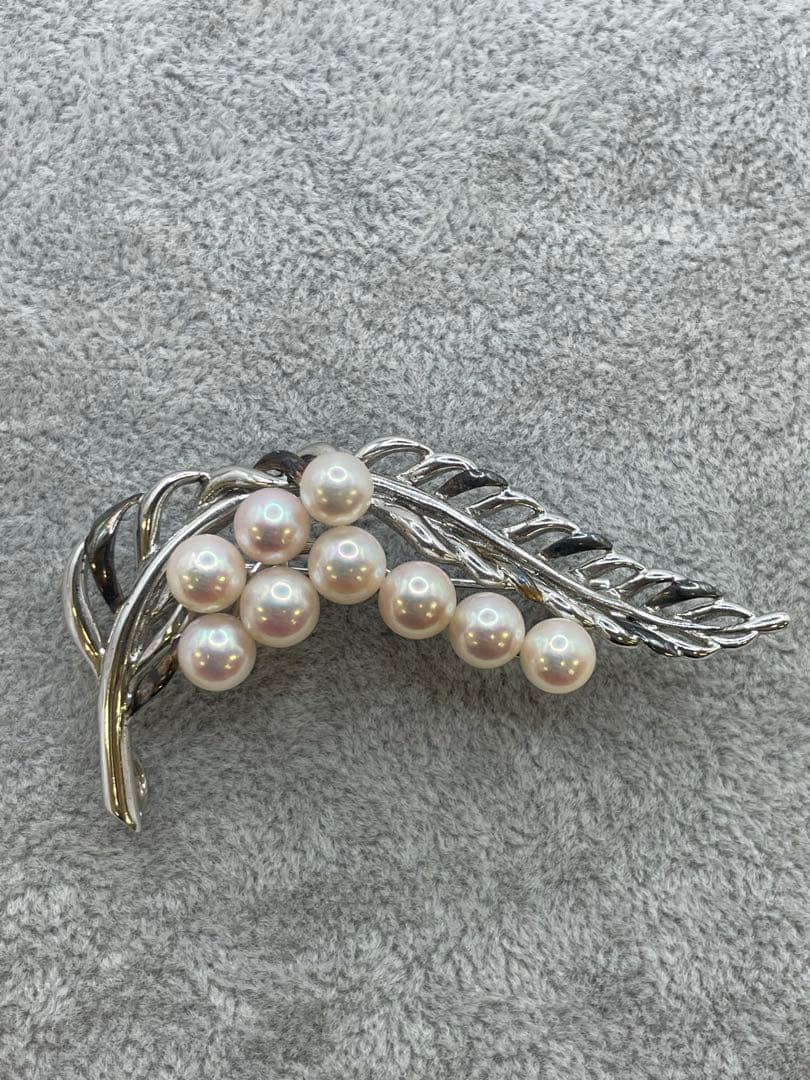 k18 silver 本真珠ブローチ　花モチーフ　6mm