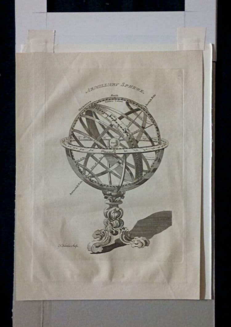 額装品　1750年　T.KITCHIN　「アーミナリ天球儀」渾天儀