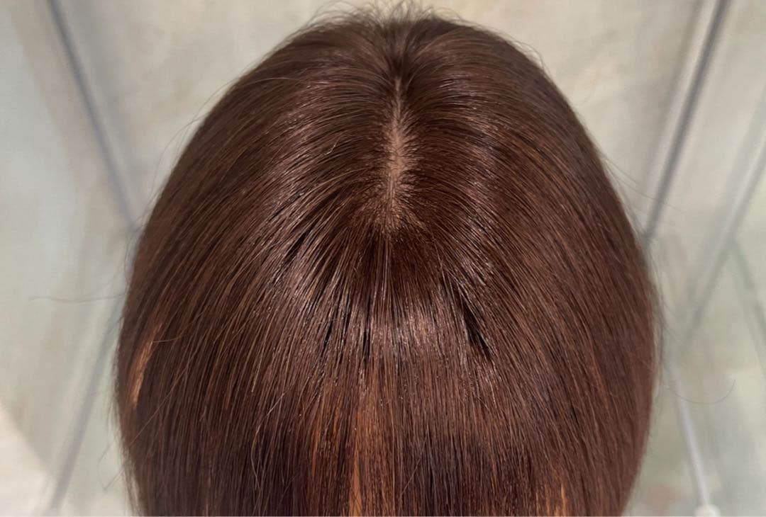 人毛ブラウン100%レミー毛ウィッグソムリエバランス調整済み部分ウィッグ