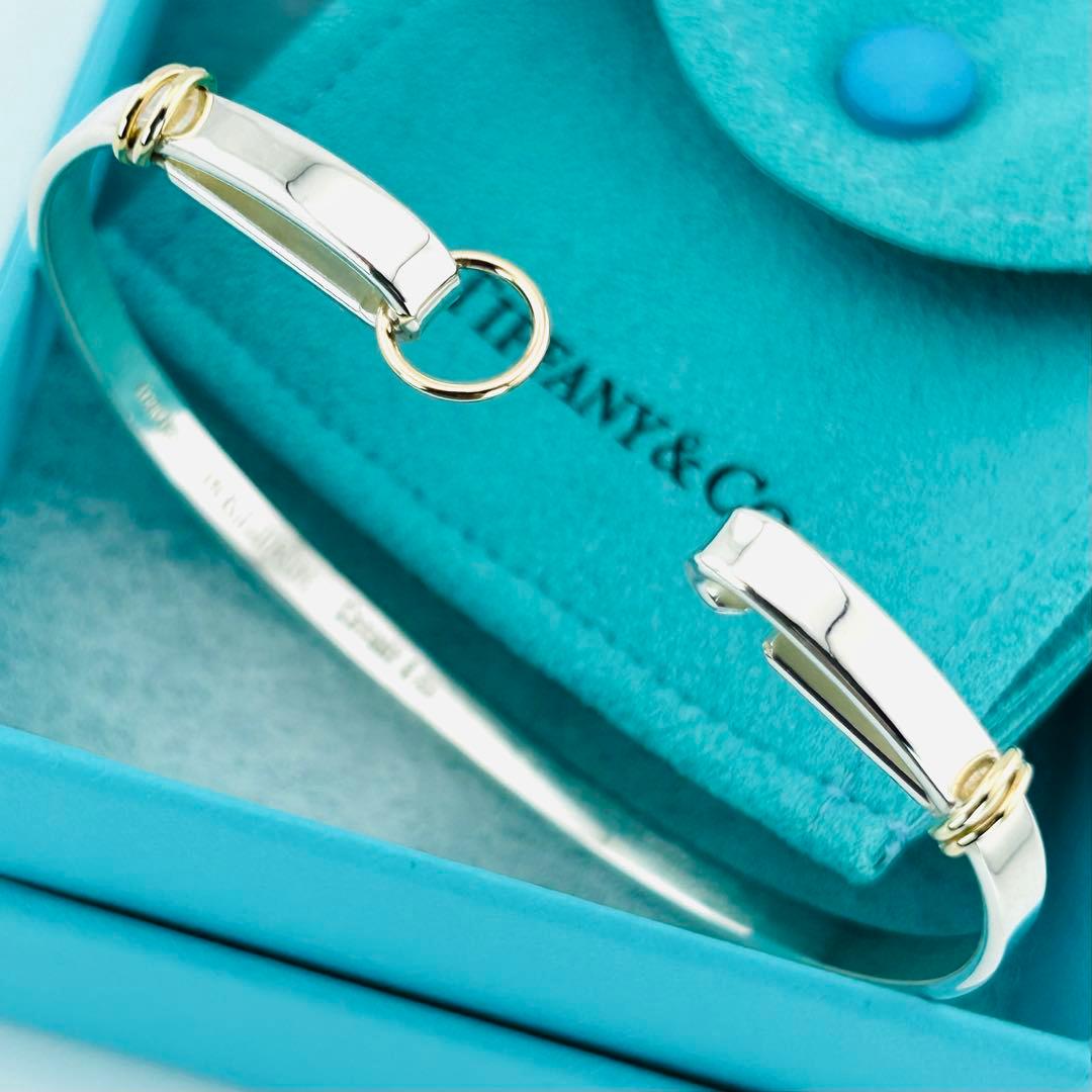 【美品】希少　TIFFANY&Co. フック　コンビ　バングル 273
