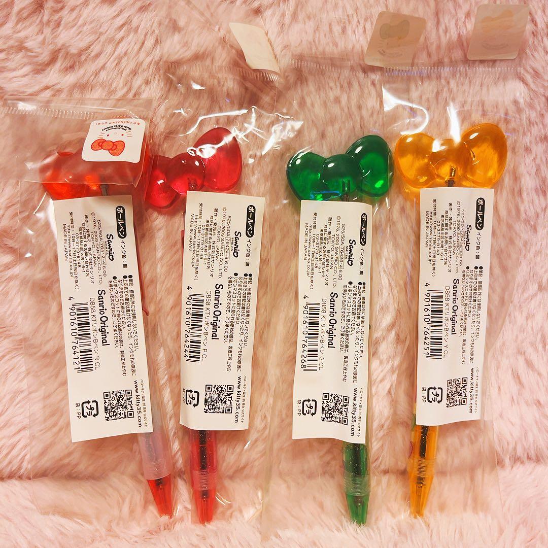 希少レア　ハローキティ　リボン　ボールペン　　2009 平成レトロ　サンリオ