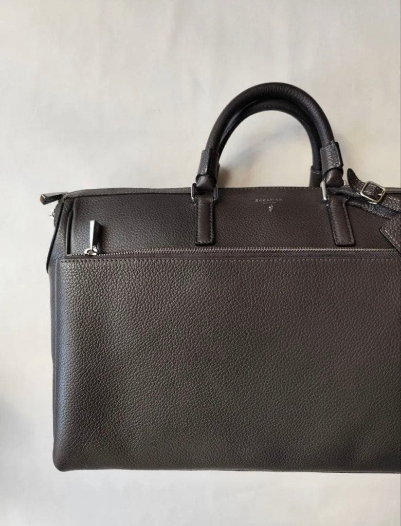 r*様 セラピアン カシミヤレザー ブリーフケース ビジネスバッグ　グレー