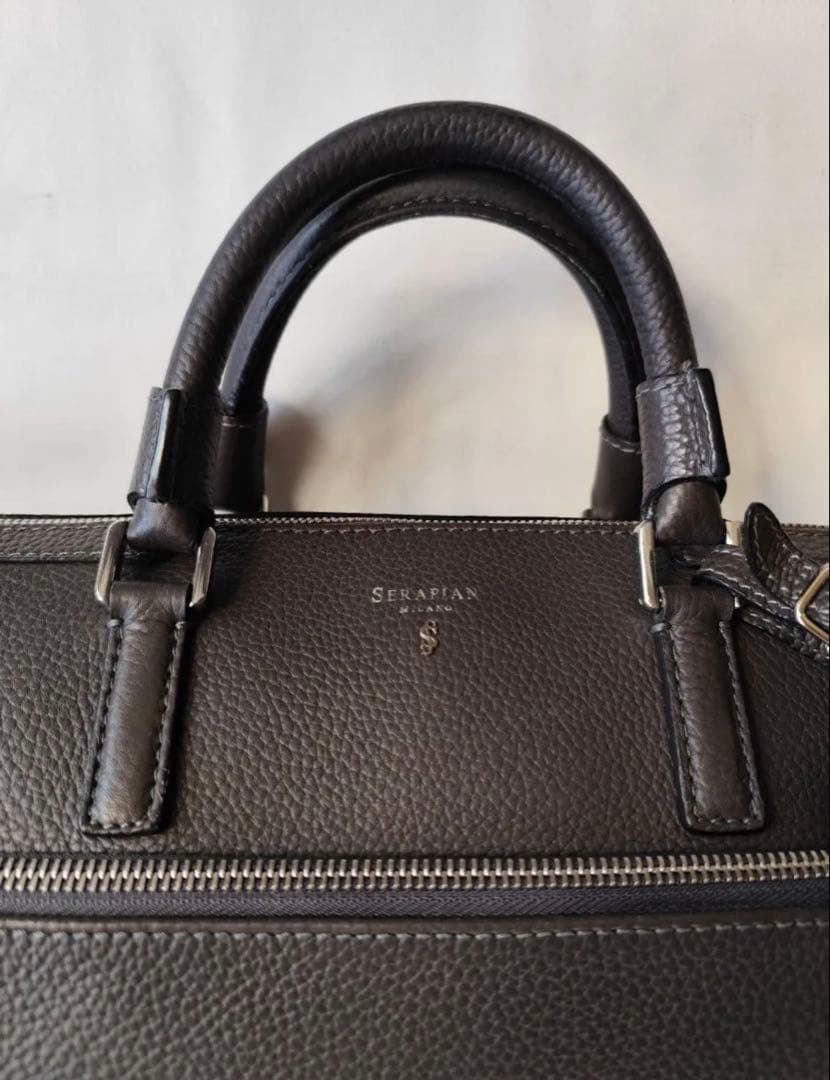 r*様 セラピアン カシミヤレザー ブリーフケース ビジネスバッグ　グレー