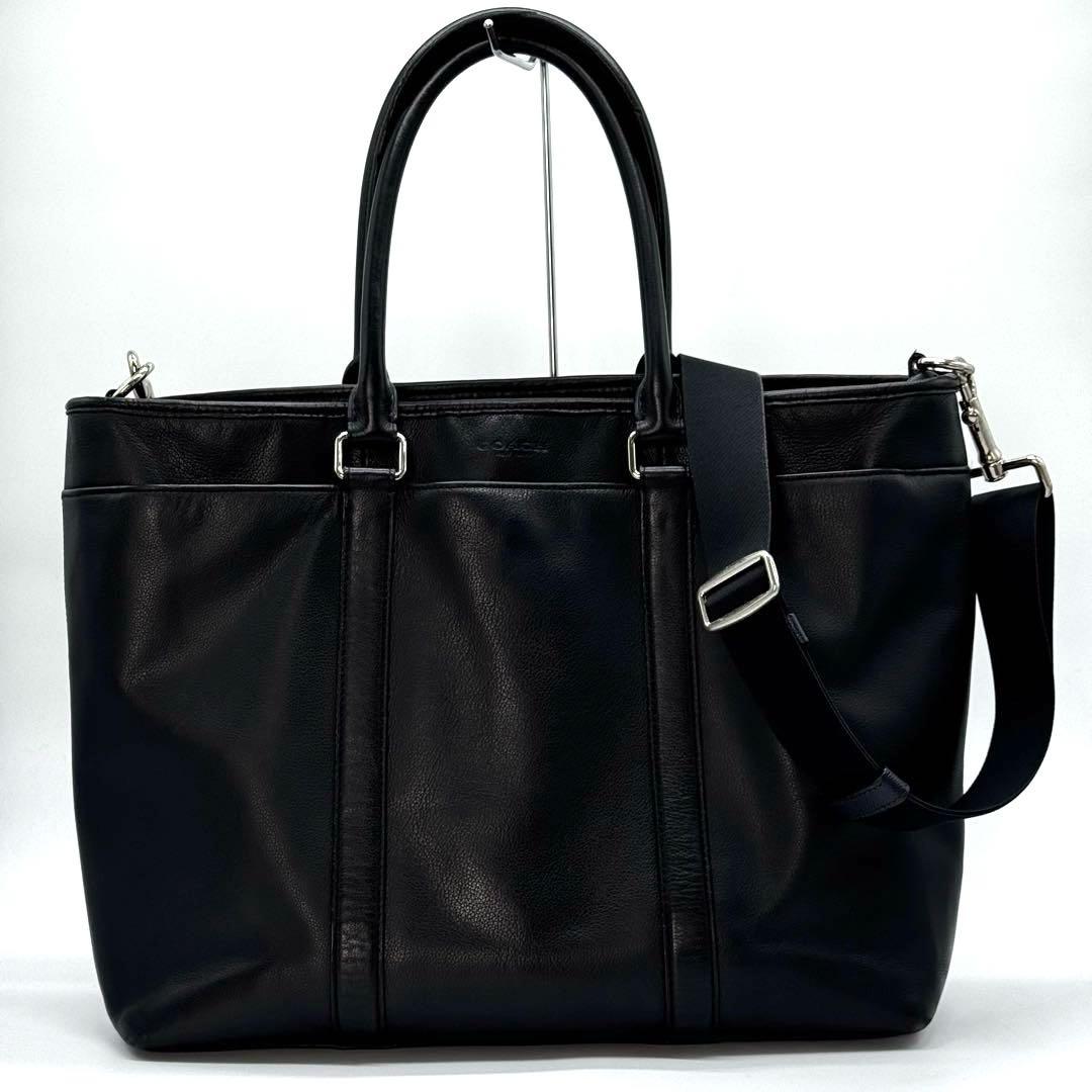 超美品　コーチ　スムースレザー 2WAYメンズビジネスバッグ ブラック 人気商品