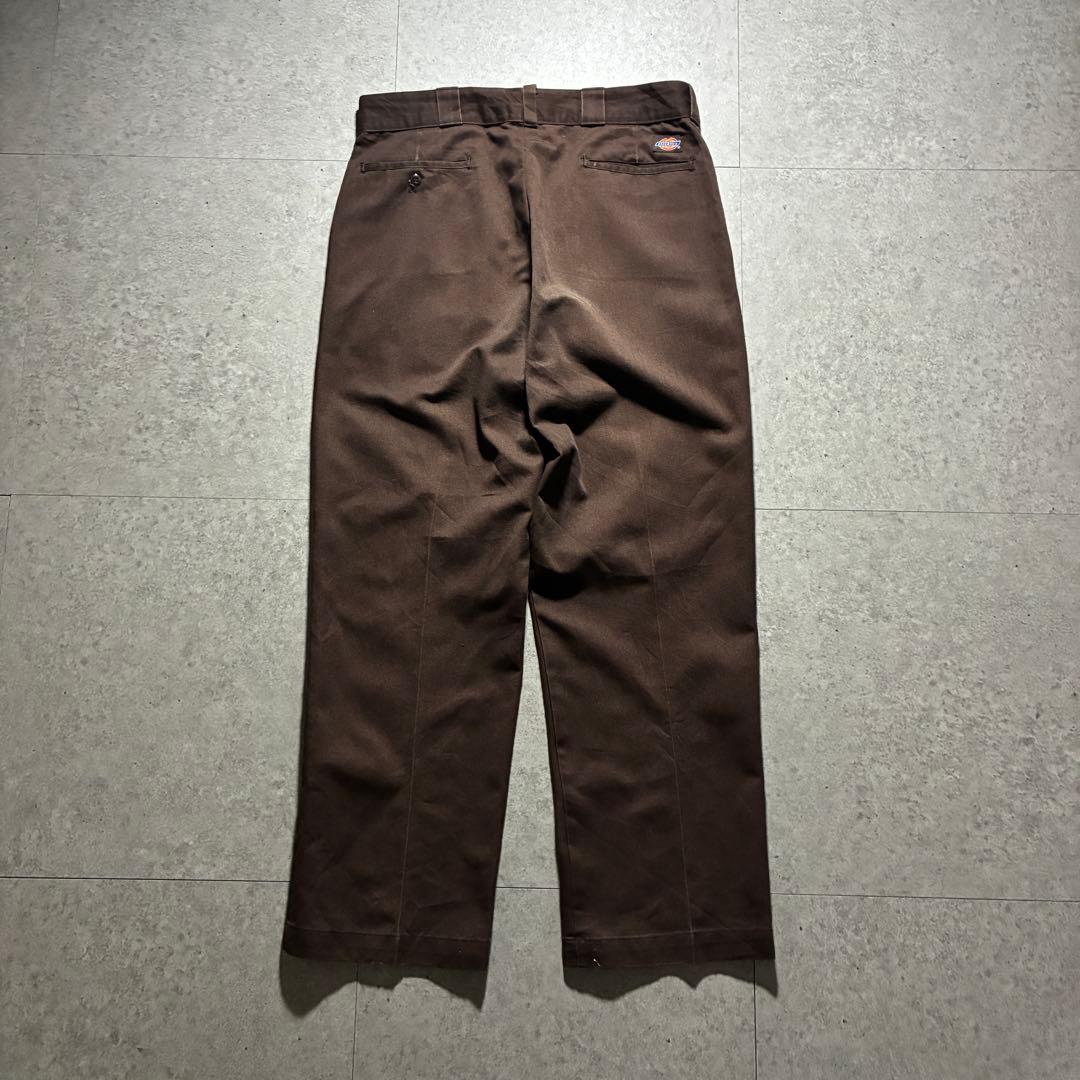 USA製90s Dickiesディッキーズ ワークパンツ茶ブラウン圧縮タグW36