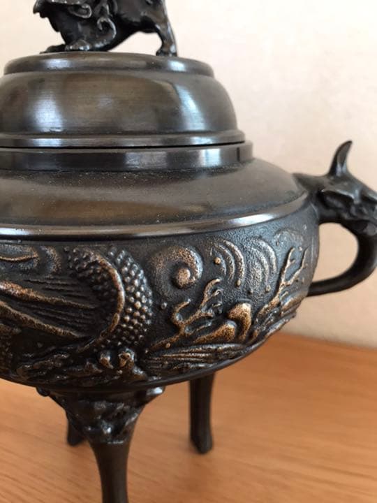 青銅製香炉　岩秀作　竜丸