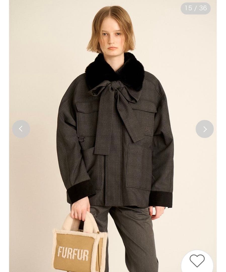 【新品タグ付き】FURFUR パデットボウタイワークブルゾン