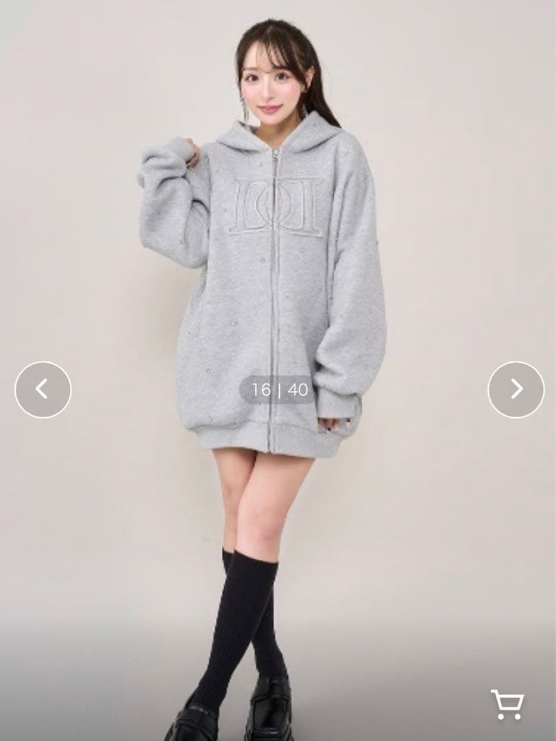 新品　ダーリッチDarich DDロゴビジュージップパーカー グレーF