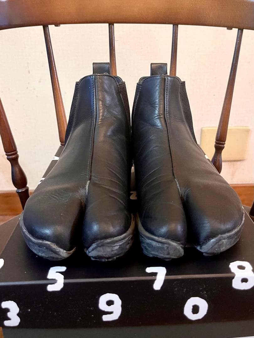 黒 レザー サイドゴアブーツ