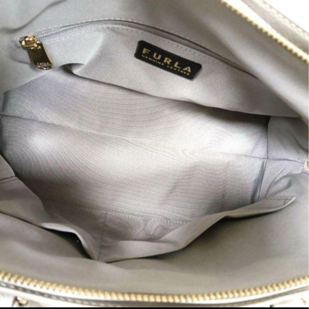 FURLA フルラ グレージュ ヴィットリアMドーム 2wayレザーハンドバッグ