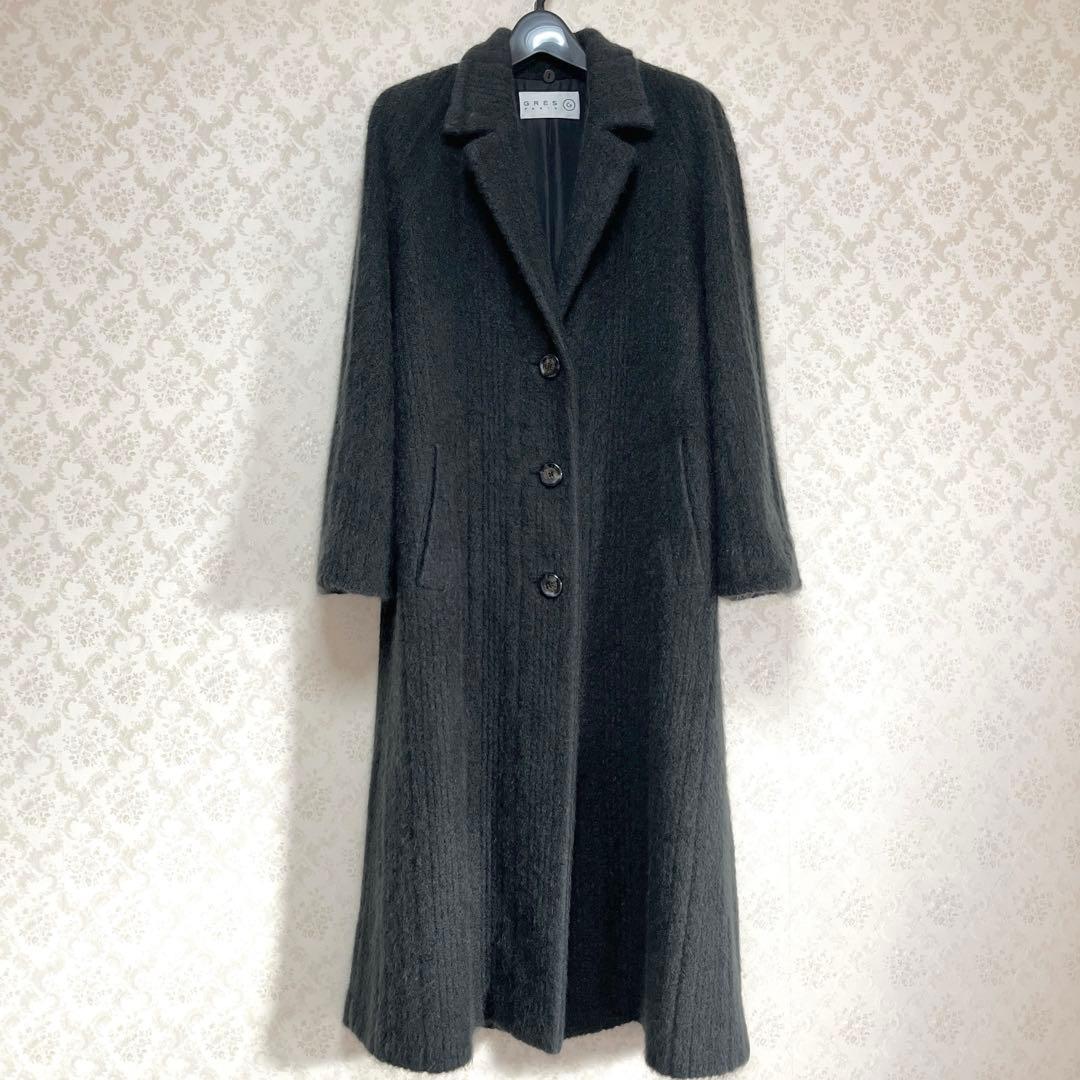 【アキア 】GRES イタリア製生地 モヘアウール　ファー付ロングコート