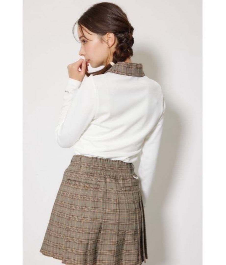 新発売！【RIENDA GOLF】襟付きコンパクトトップス 秋服 冬服　柄WHT