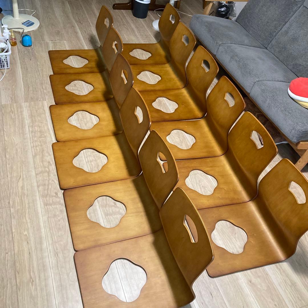 まとめ売り　木製座椅子　12脚セット　曲げ座椅子　和座椅子　旅館　座敷　①