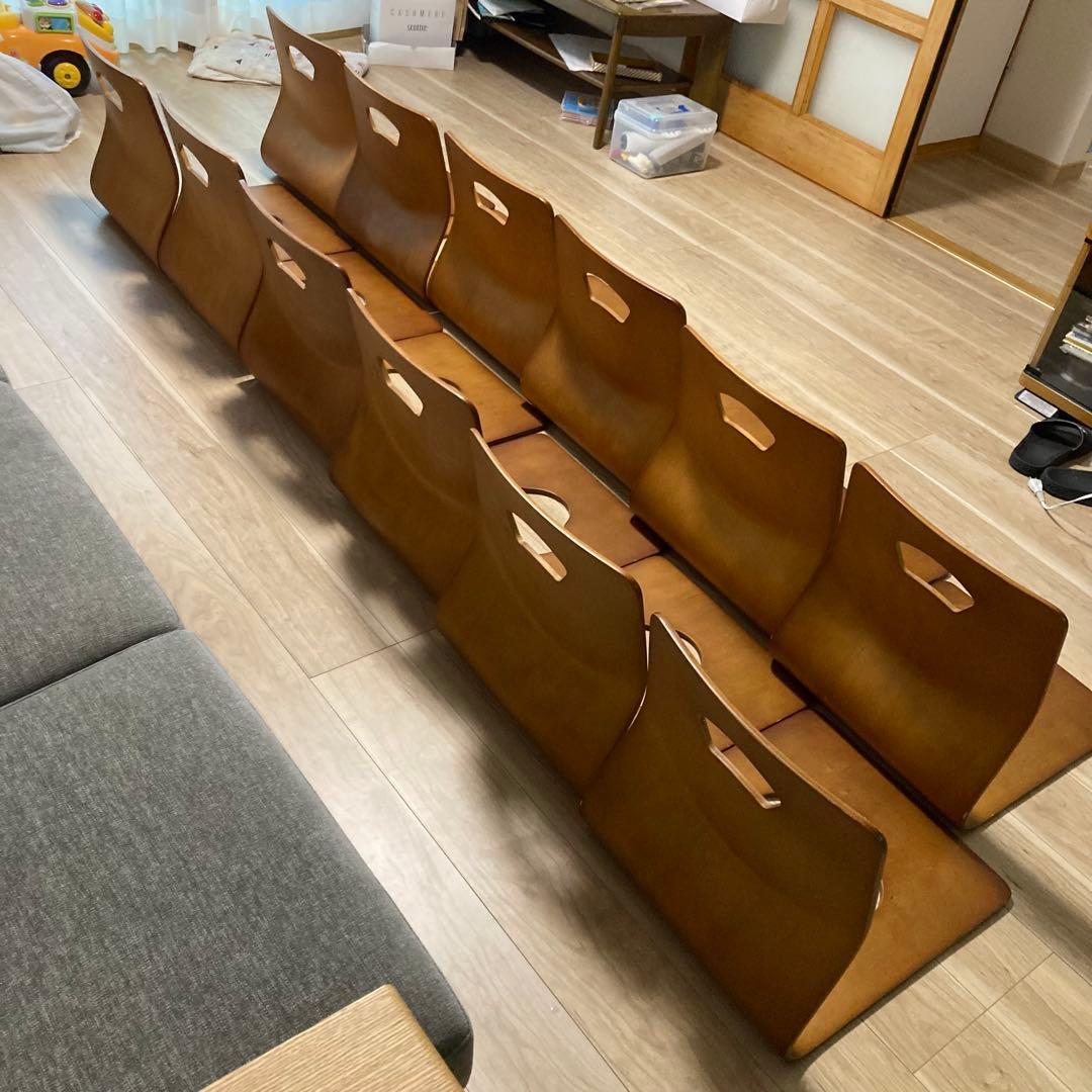 まとめ売り　木製座椅子　12脚セット　曲げ座椅子　和座椅子　旅館　座敷　①