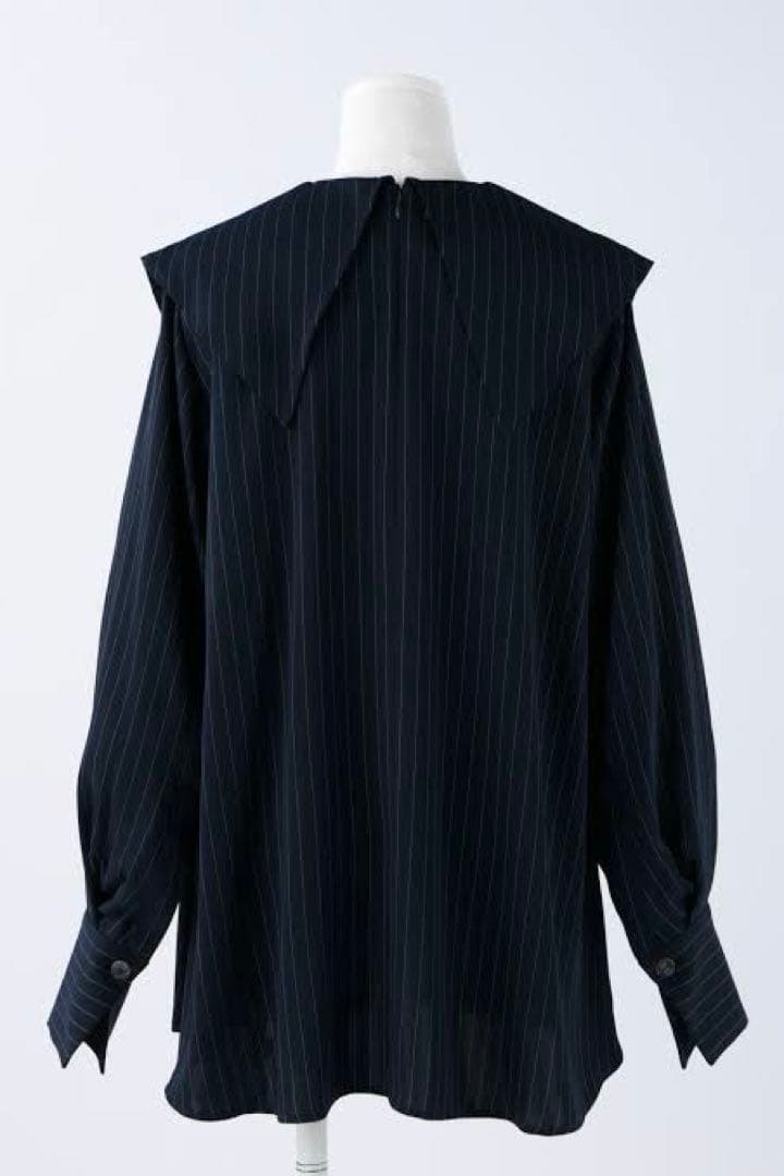 【極美品✨】24SS エンフォルド PE ピン ストライプ プリーツ シャツ 紺