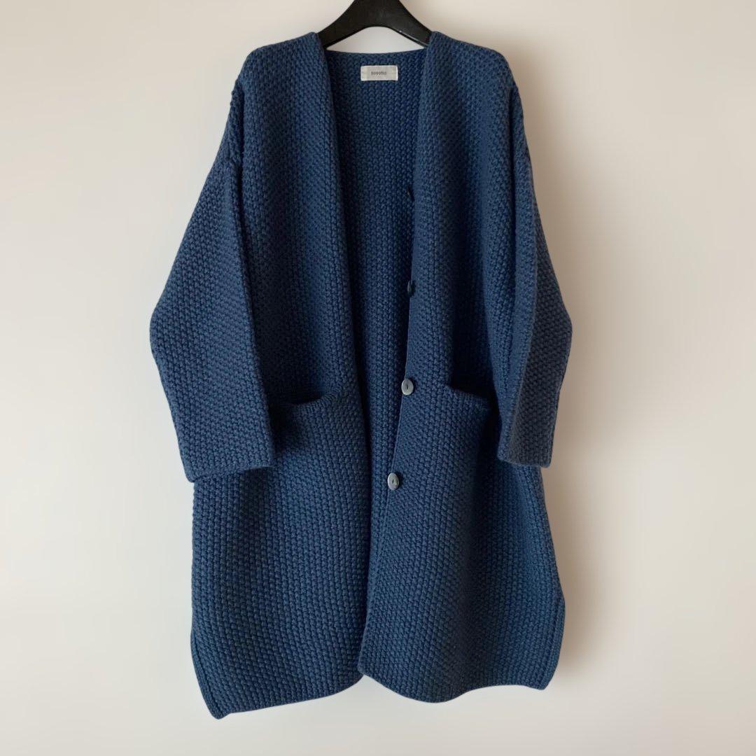 ソソット　鹿の子編み　ニットコート　美品　ナチュラン