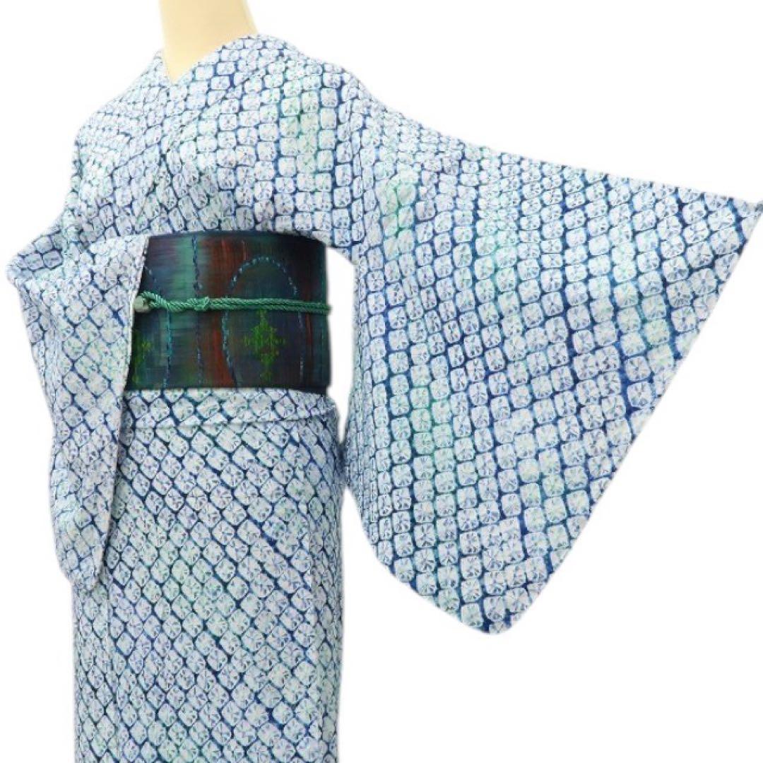 美品 有松鳴海絞り 綿 高級浴衣 着物 A3086