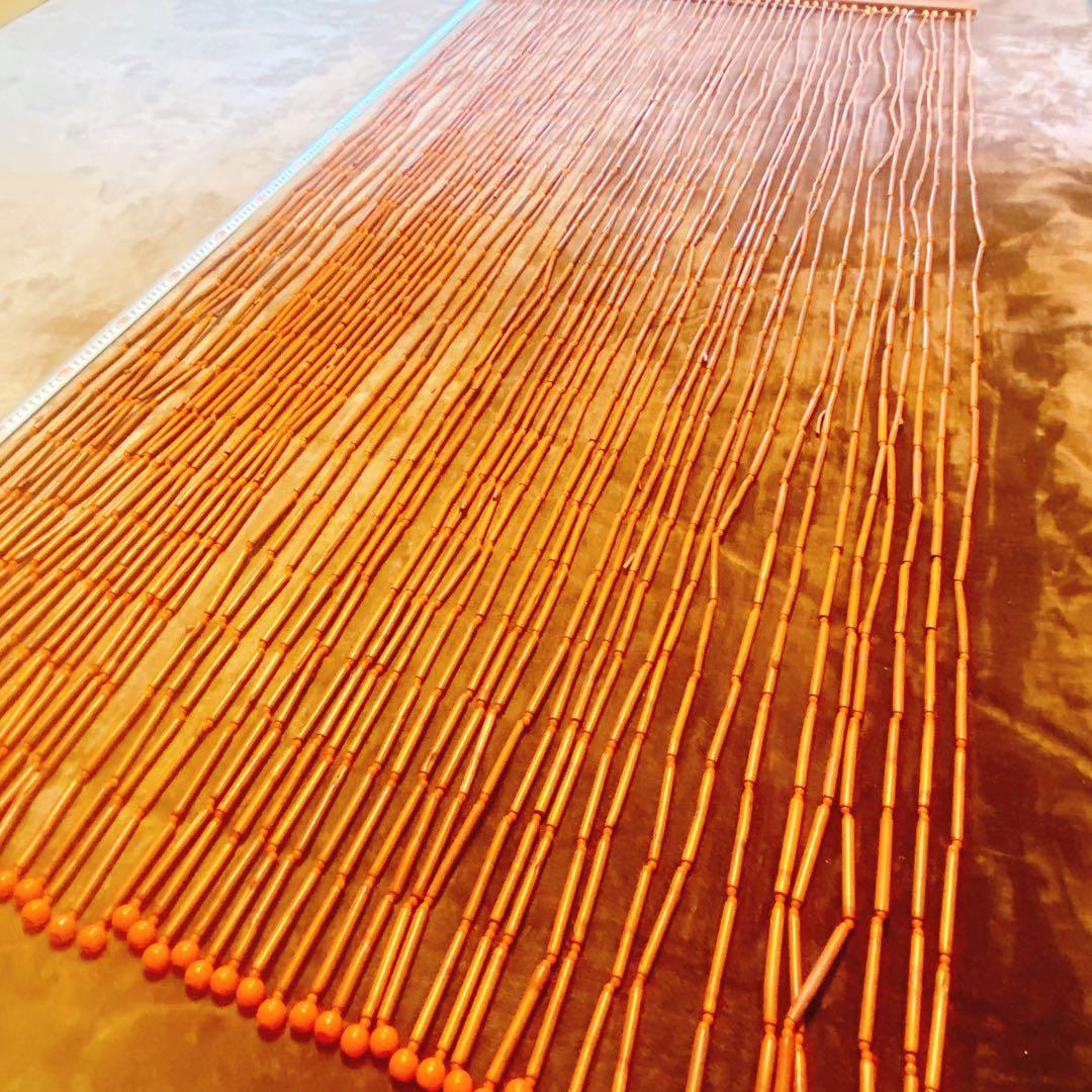 ビンテージ　オレンジのビーズカーテン　レトロ　vintege