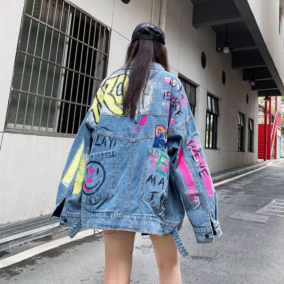 グラフィティ オーバーサイズ ペイントデニムジャケット