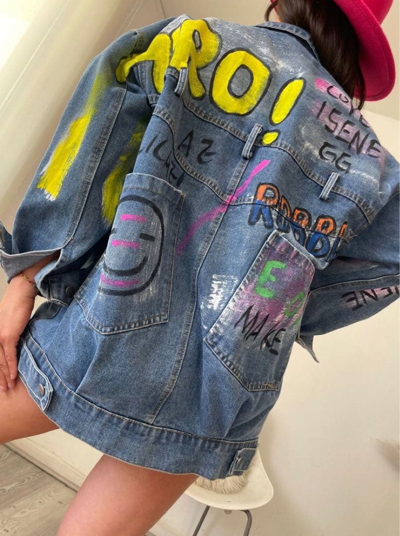 グラフィティ オーバーサイズ ペイントデニムジャケット