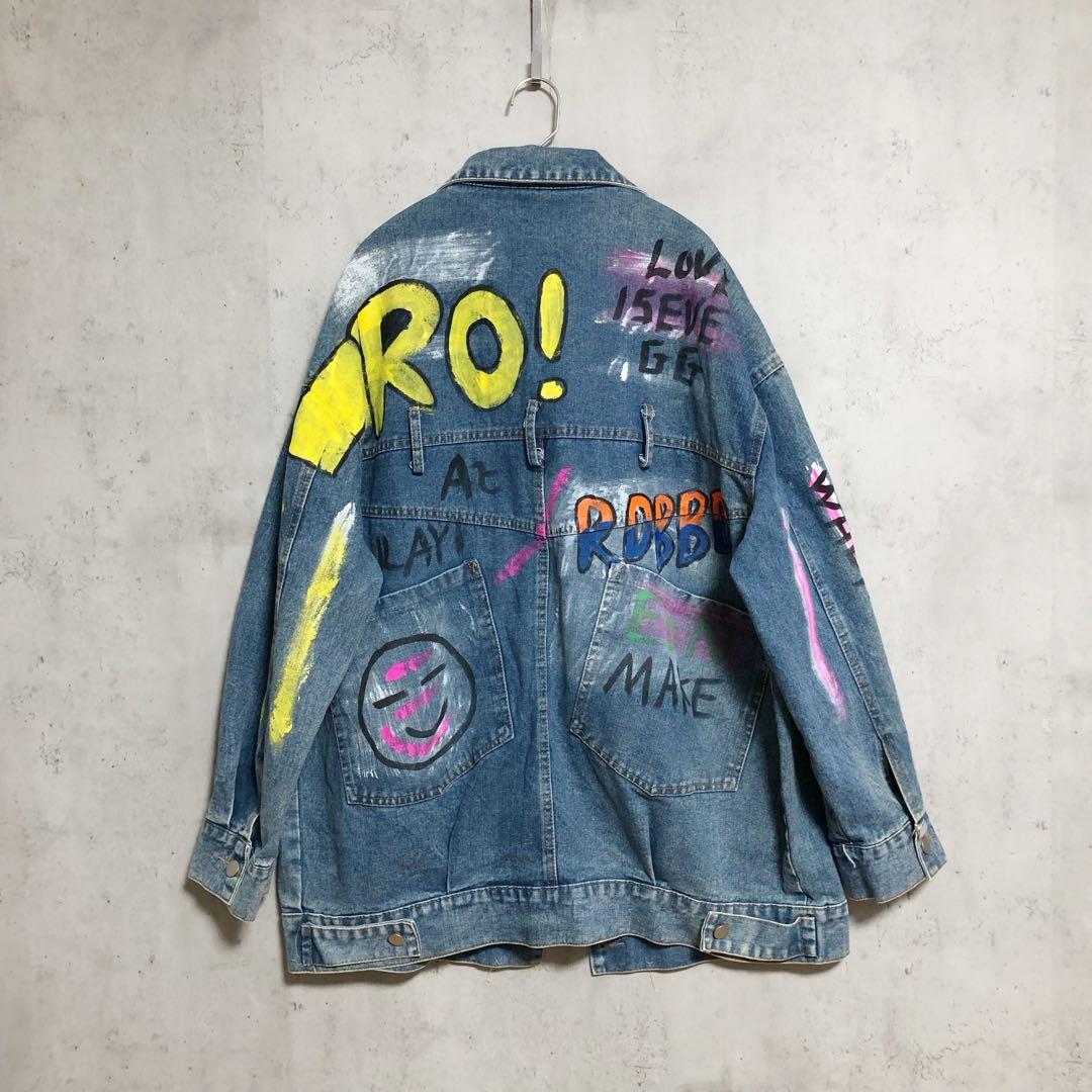 グラフィティ オーバーサイズ ペイントデニムジャケット