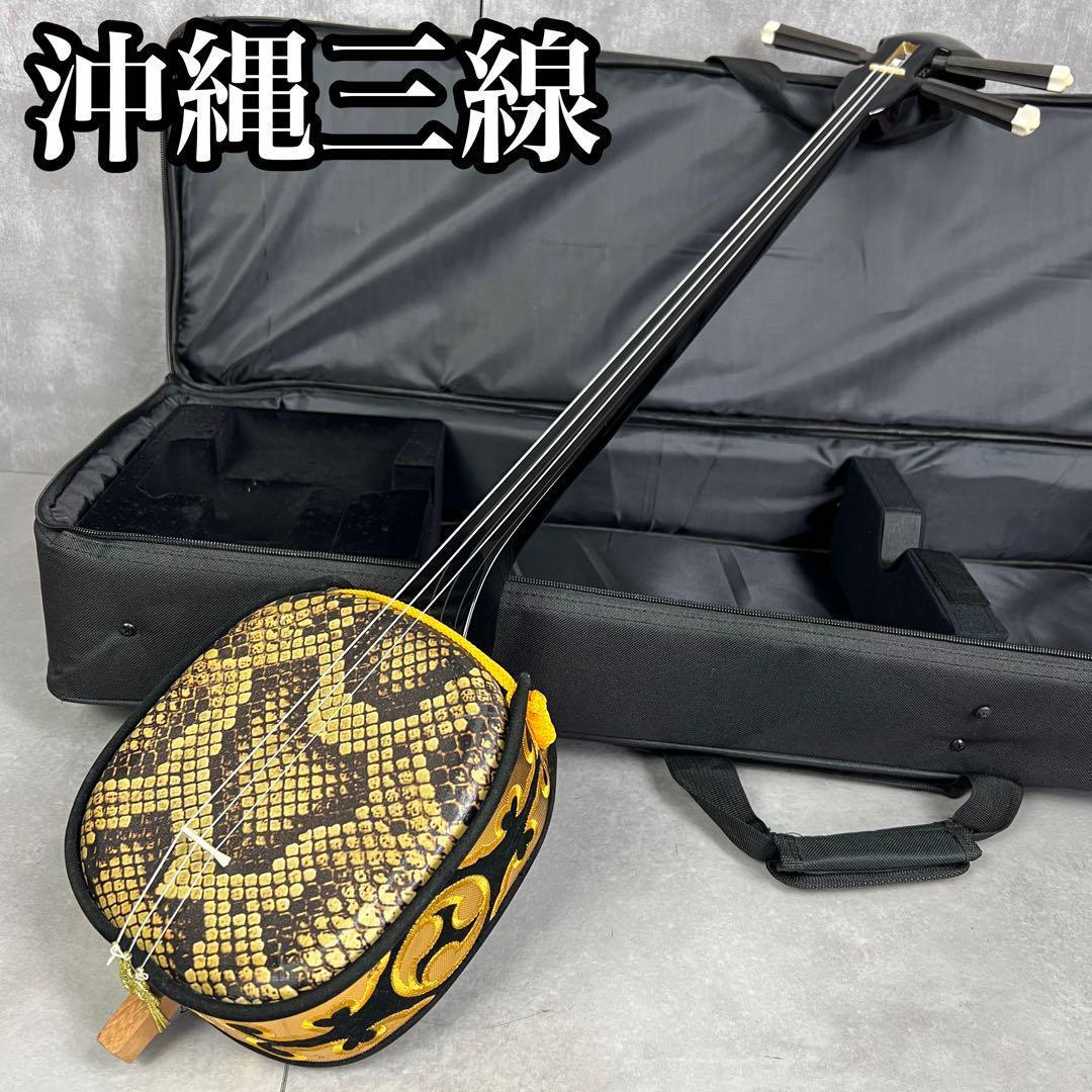 初心者おすすめ　美品　沖縄三線　初心者　2WAYセミハードケース　人口皮　うま