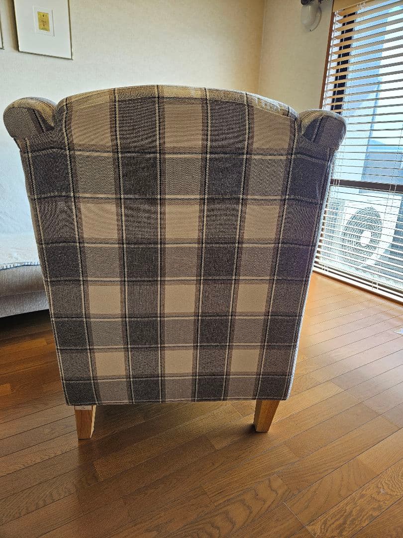 【引っ越し処分・最終価格】◎送料込み◎一人がけソファ チェック柄 ファブリック