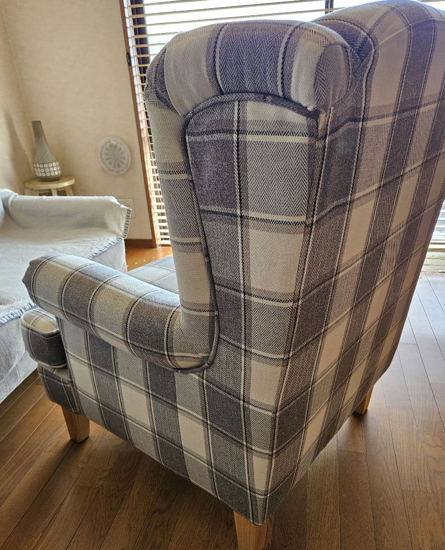 【引っ越し処分・最終価格】◎送料込み◎一人がけソファ チェック柄 ファブリック