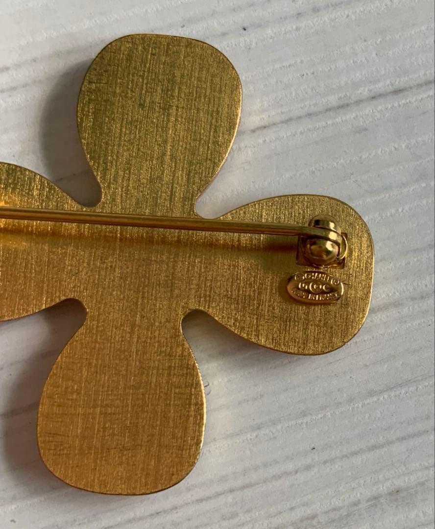 中古　美品　CHANEL ゴールド　フラワー　ブローチ