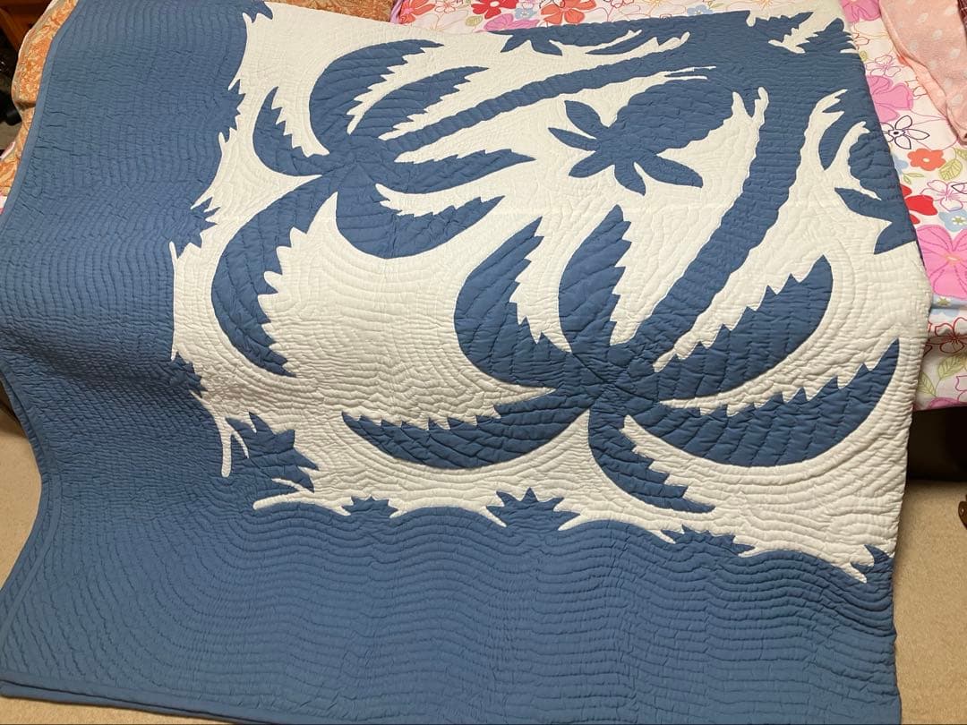 パームツリー柄キルティングカバー　手縫い